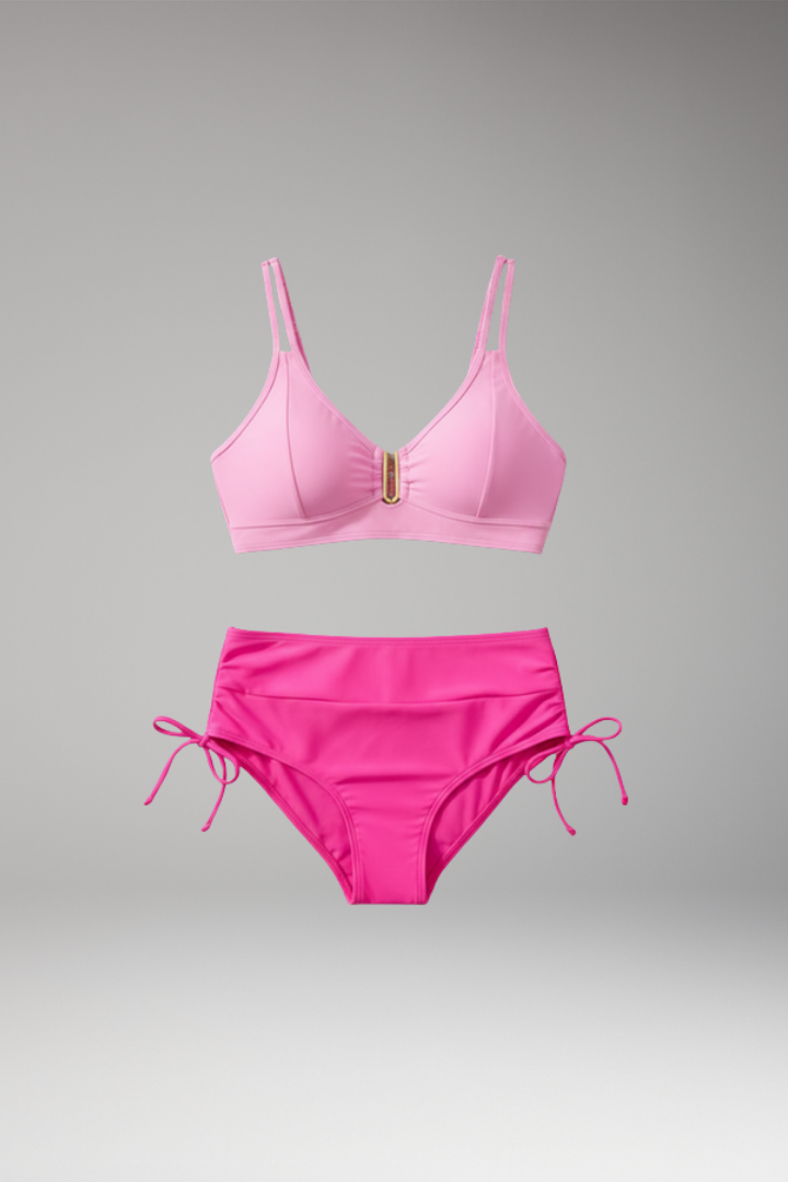 Women's Bikini with High-Waisted Fit and Adjustable Tie-Sides