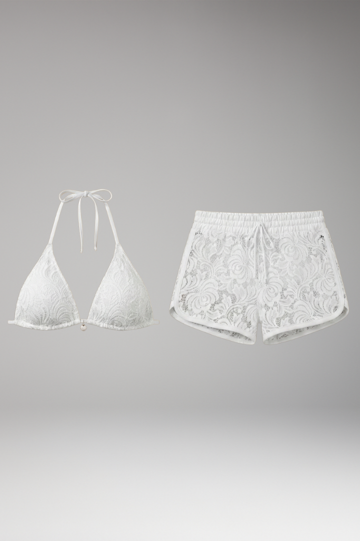 Women’s Bikini with Lace Shorts and Halter Neck Top