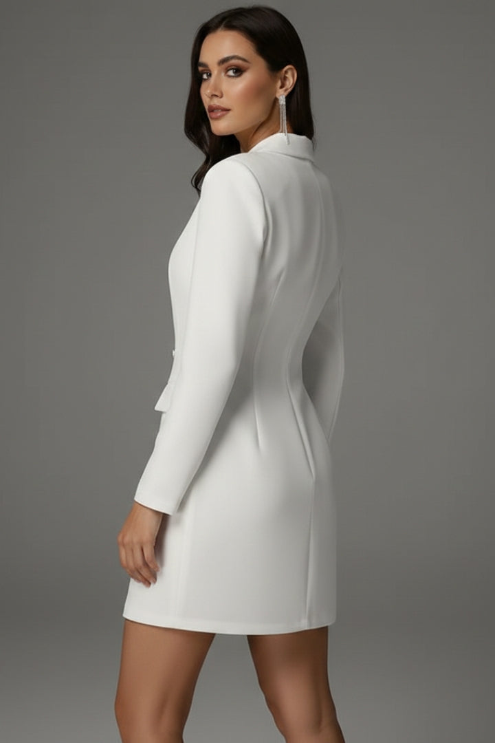 Women's Blazer Dress with Double Buttons and Mini Length