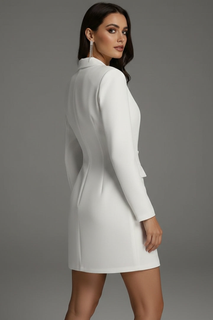 Women's Blazer Dress with Double Buttons and Mini Length