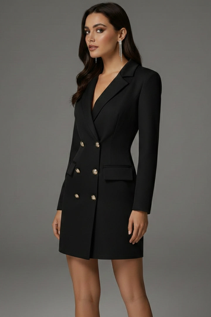 Women's Blazer Dress with Double Buttons and Mini Length