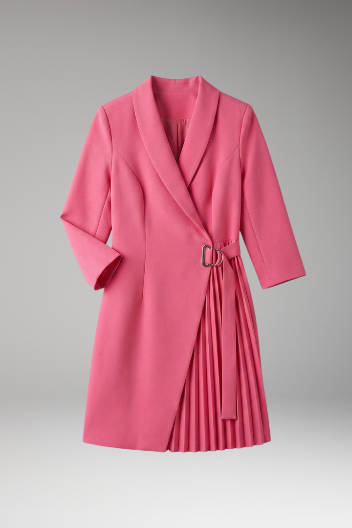 Women's Blazer Dress with Notched Collar and Slit Detail