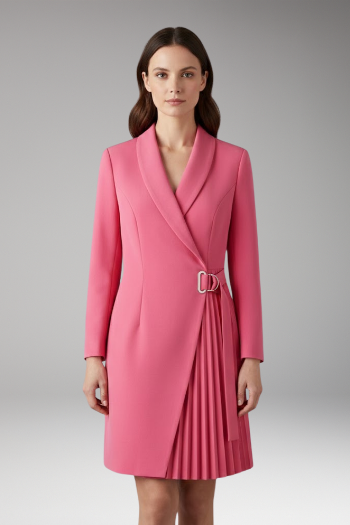 Women's Blazer Dress with Notched Collar and Slit Detail