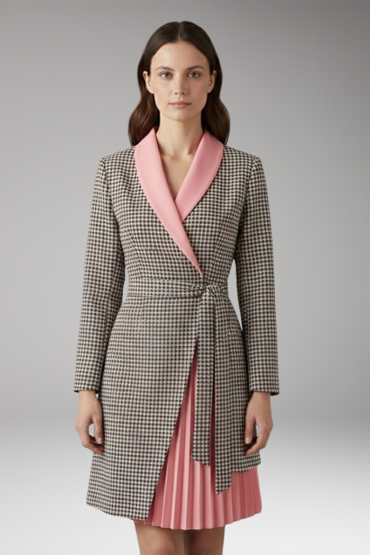 Women's Blazer Dress with Notched Collar and Slit Detail