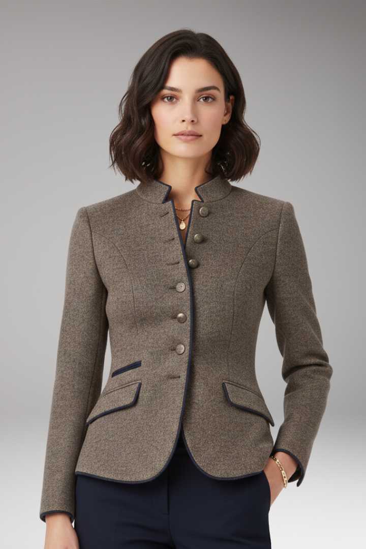 Women’s Blazer with Lapel Collar and Button Closure