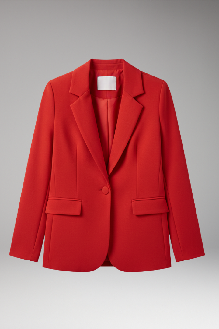Women’s Blazer with Notched Collar and One-Button Closure