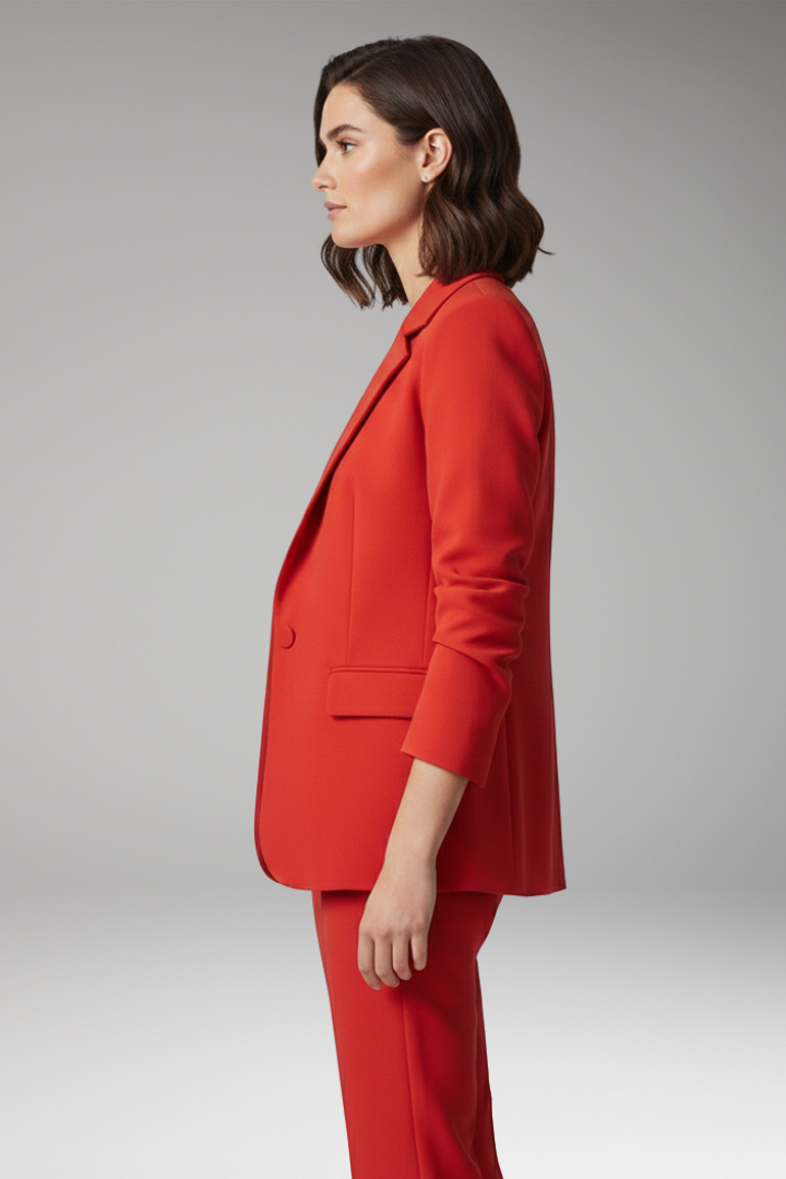 Women’s Blazer with Notched Collar and One-Button Closure