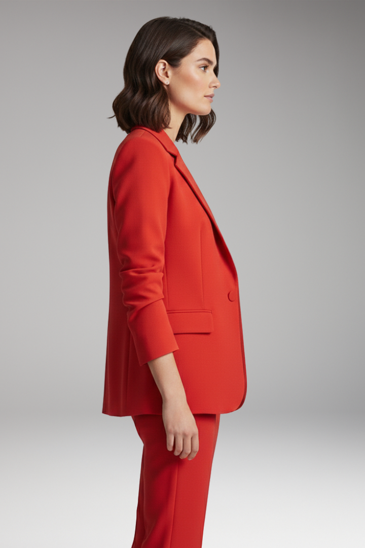 Women’s Blazer with Notched Collar and One-Button Closure