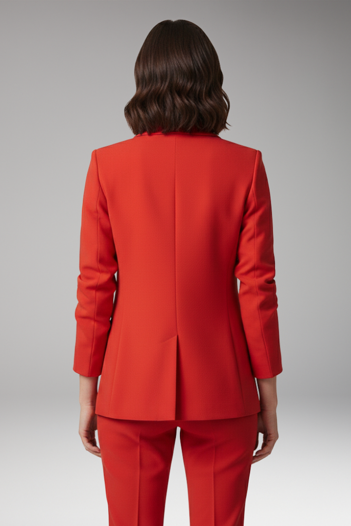Women’s Blazer with Notched Collar and One-Button Closure