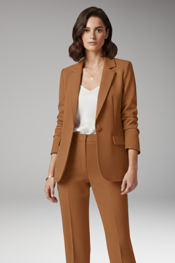 Women’s Blazer with Notched Collar and One-Button Closure