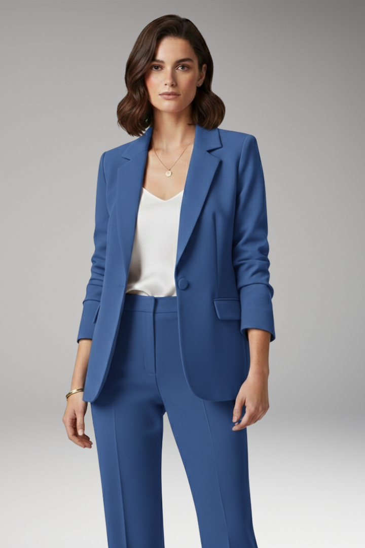 Women’s Blazer with Notched Collar and One-Button Closure
