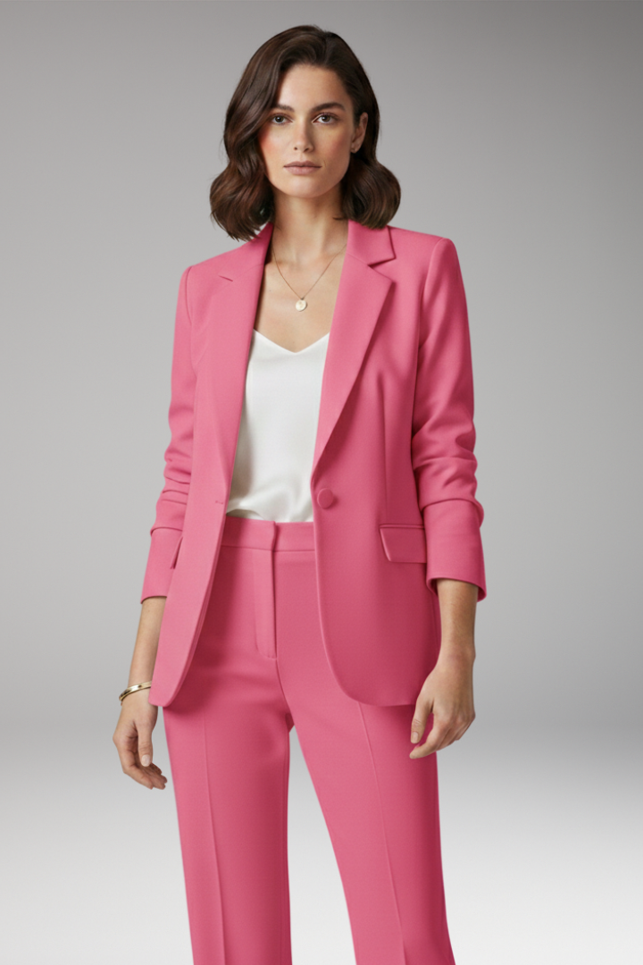 Women’s Blazer with Notched Collar and One-Button Closure