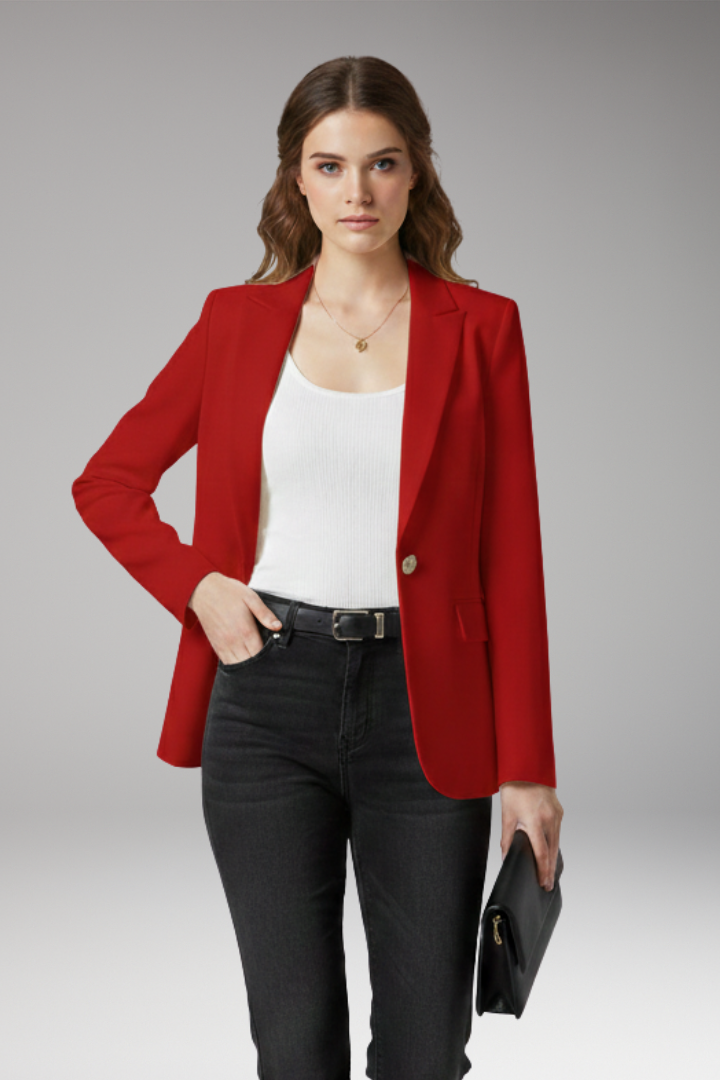 Women’s Blazer with Notched Lapel and Button Closure