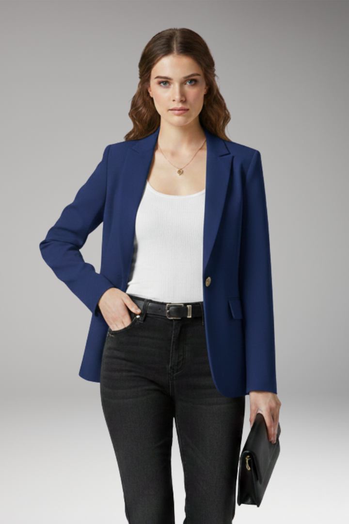 Women’s Blazer with Notched Lapel and Button Closure