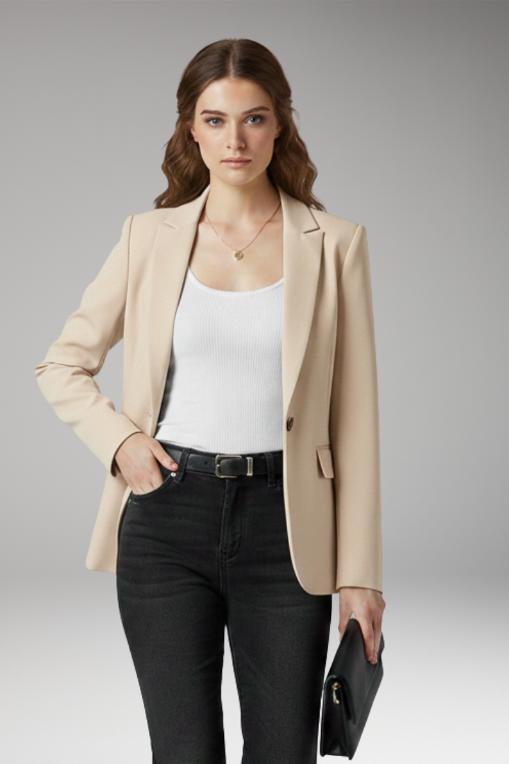 Women’s Blazer with Notched Lapel and Button Closure