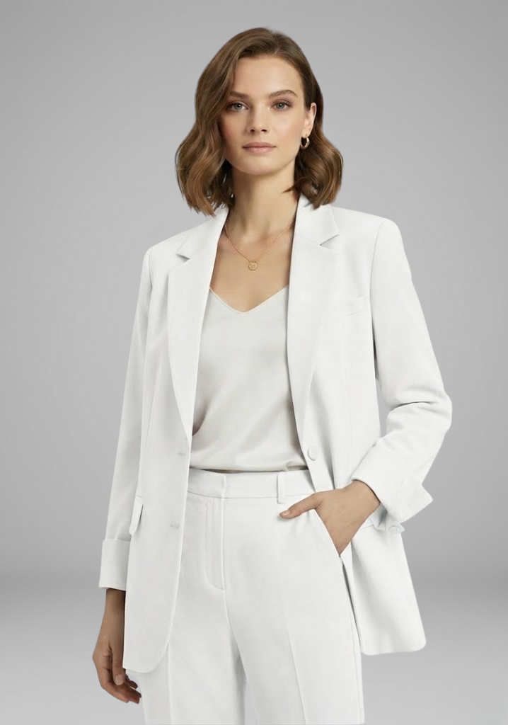 Women’s Blazer with Open Front and Lapel Collar