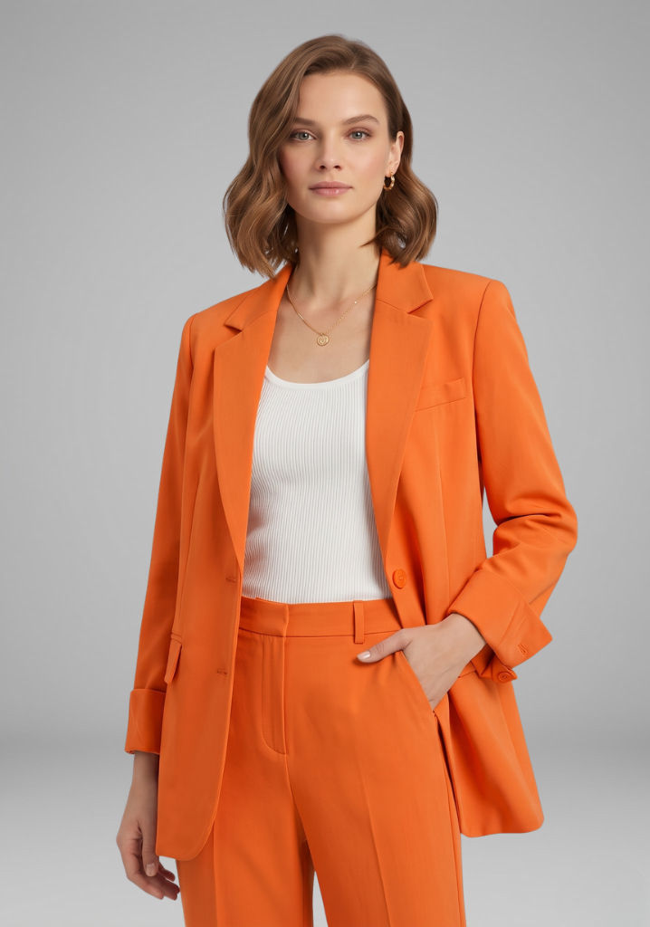 Women’s Blazer with Open Front and Lapel Collar