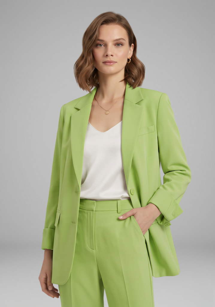 Women’s Blazer with Open Front and Lapel Collar