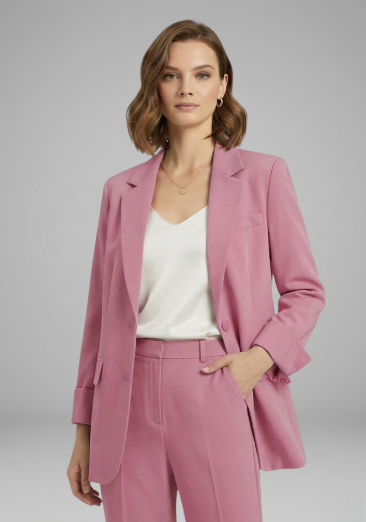 Women’s Blazer with Open Front and Lapel Collar