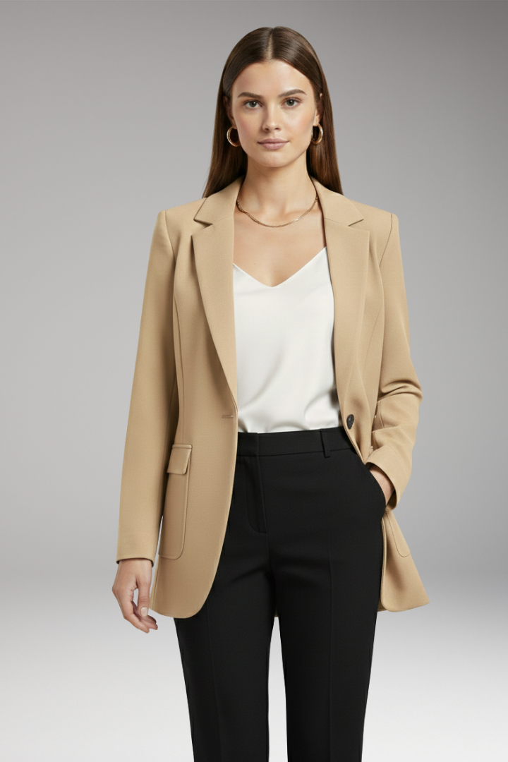 Women’s Blazer with Notch Lapel and Open Front