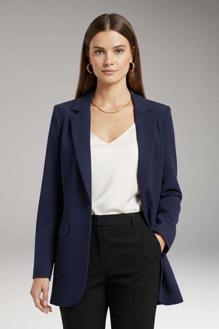Women’s Blazer with Notch Lapel and Open Front