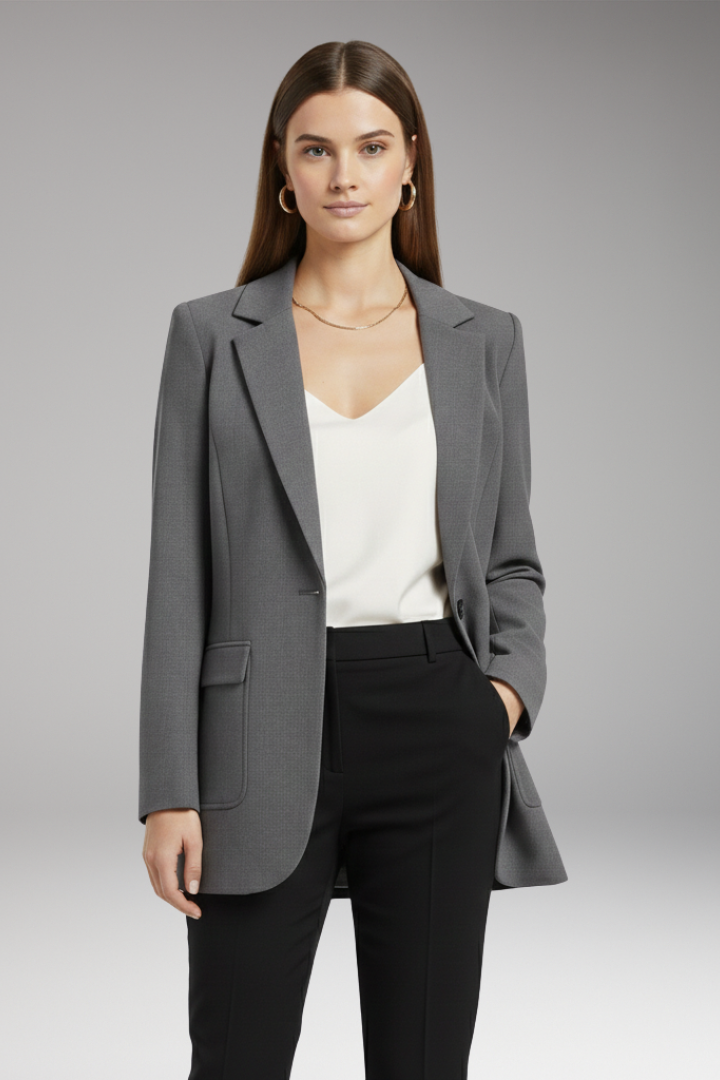 Women’s Blazer with Notch Lapel and Open Front