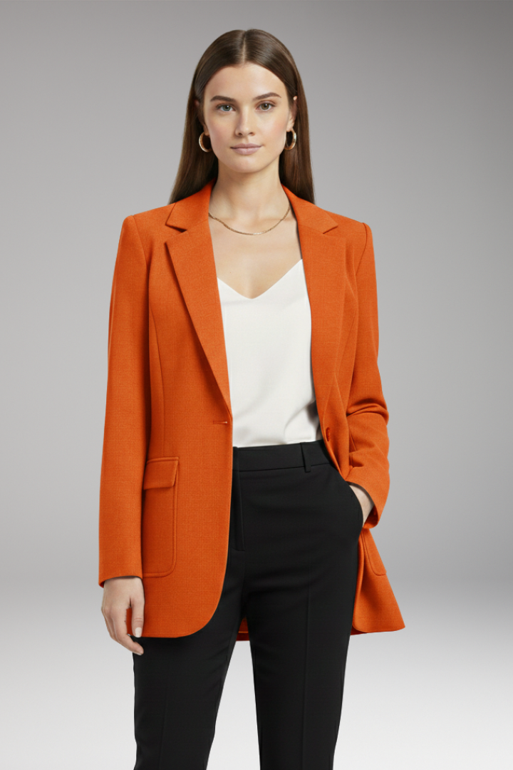 Women’s Blazer with Notch Lapel and Open Front