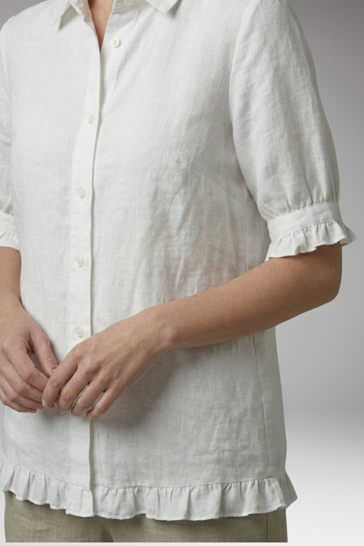 Women's Blouse with Button-Down Front and Ruffled Hem