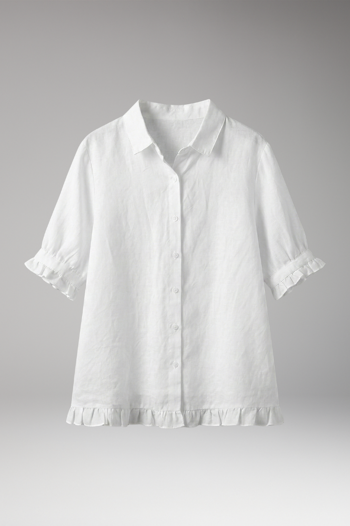 Women's Blouse with Button-Down Front and Ruffled Hem