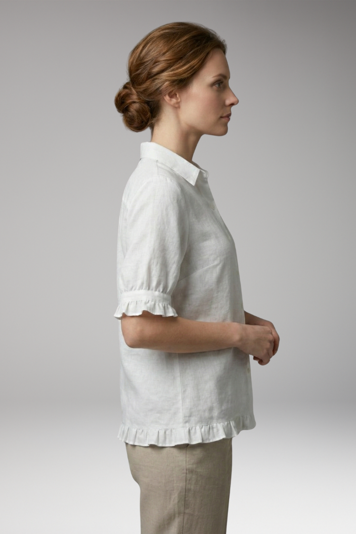 Women's Blouse with Button-Down Front and Ruffled Hem