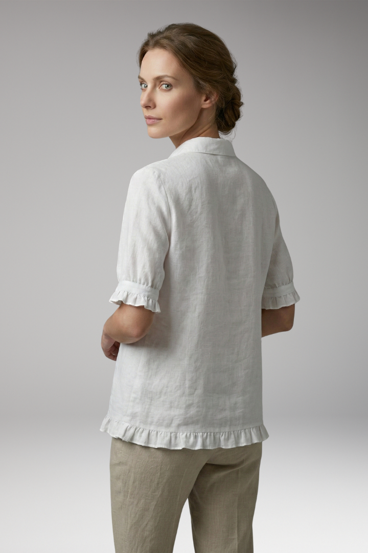 Women's Blouse with Button-Down Front and Ruffled Hem