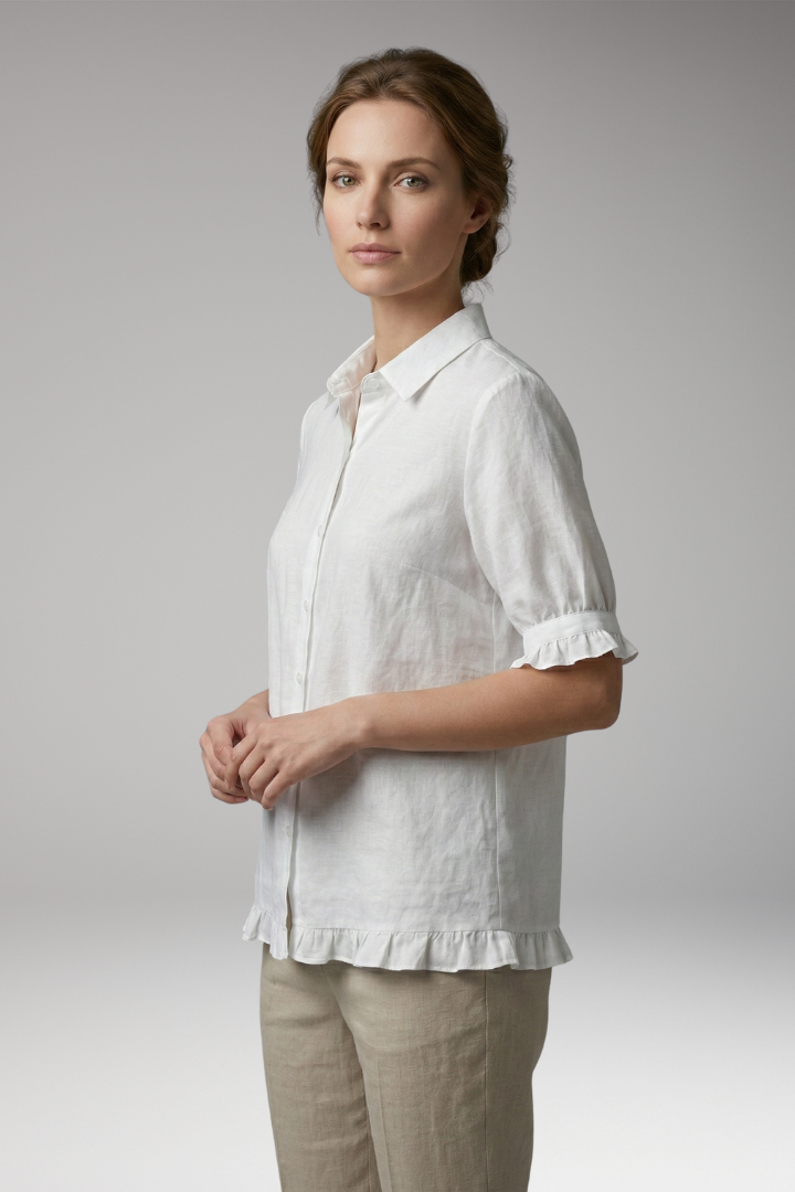 Women's Blouse with Button-Down Front and Ruffled Hem