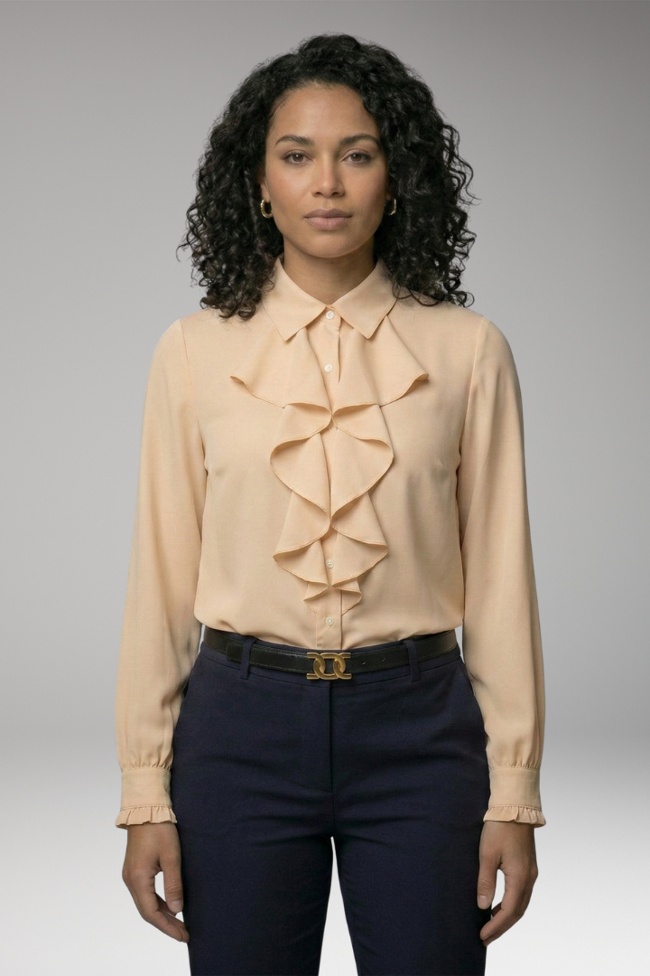 Women's Blouse with Button-Down Front and Ruffled Sleeves