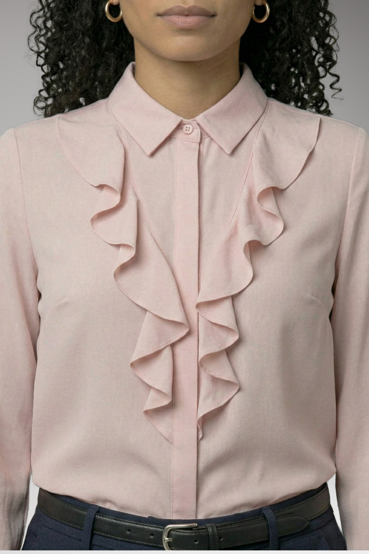 Women's Blouse with Button-Down Front and Ruffled Sleeves