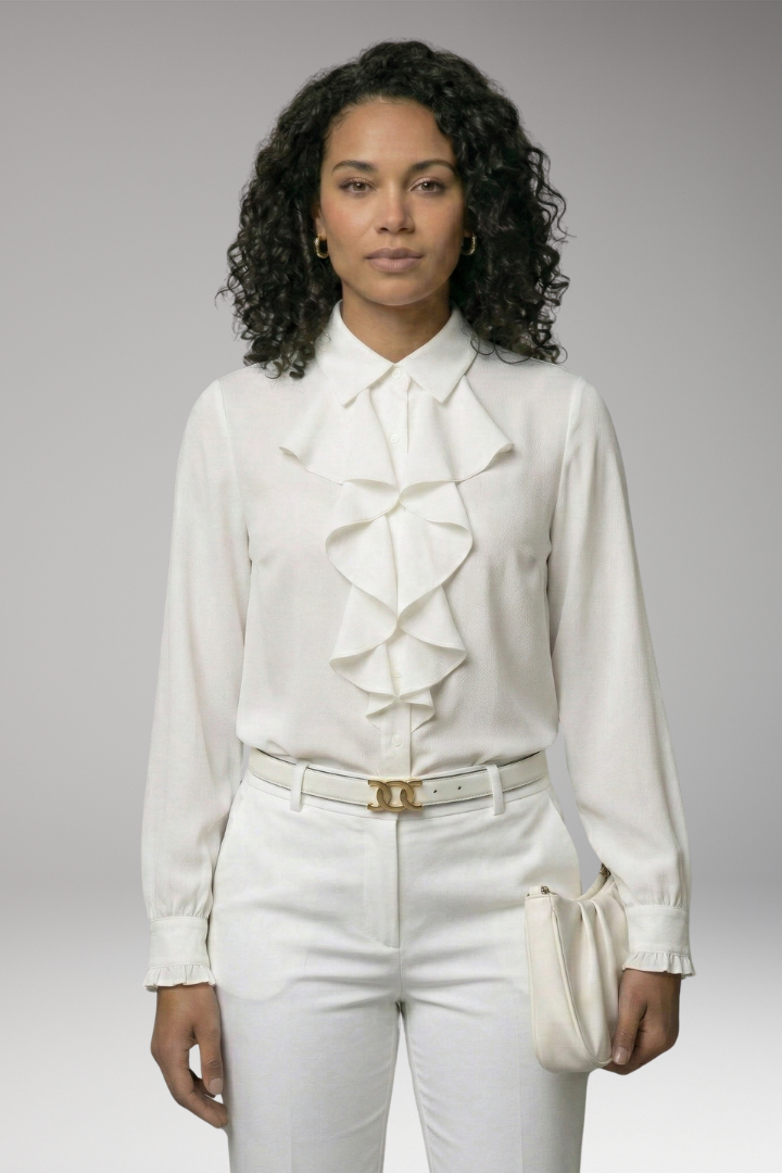 Women's Blouse with Button-Down Front and Ruffled Sleeves