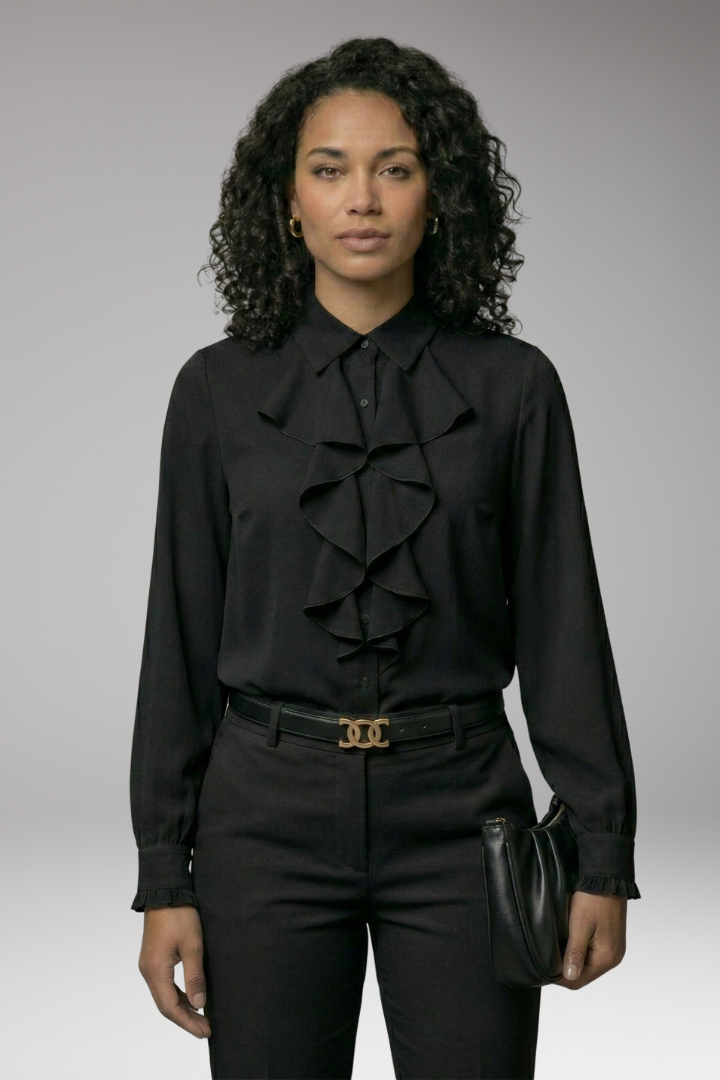 Women's Blouse with Button-Down Front and Ruffled Sleeves