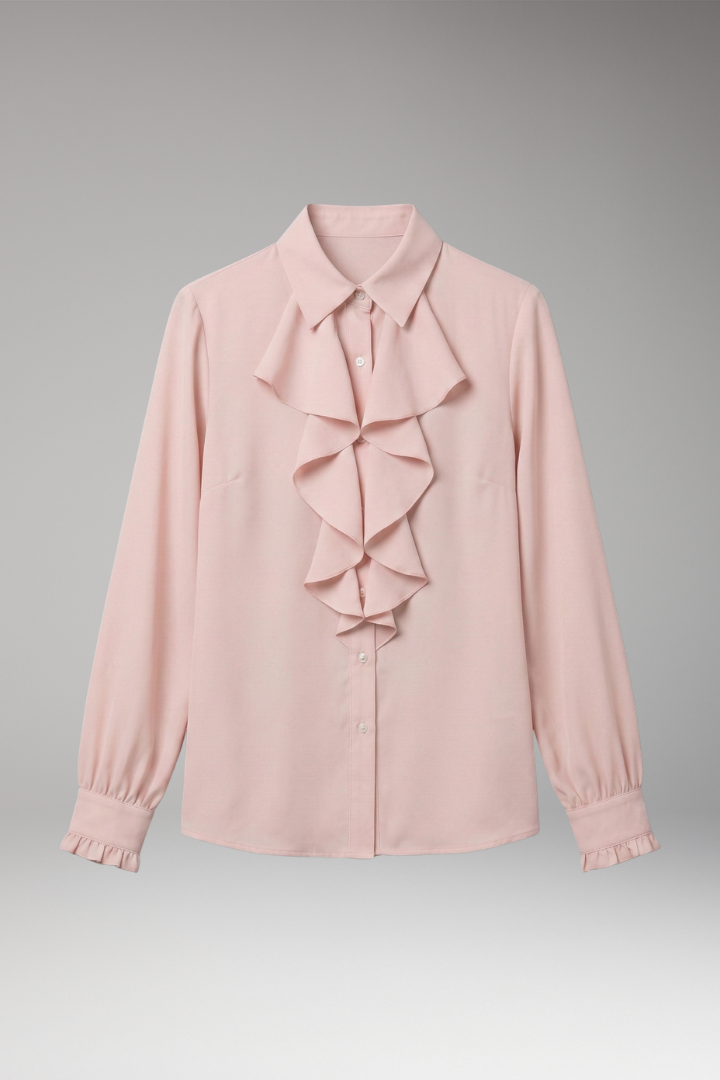 Women's Blouse with Button-Down Front and Ruffled Sleeves