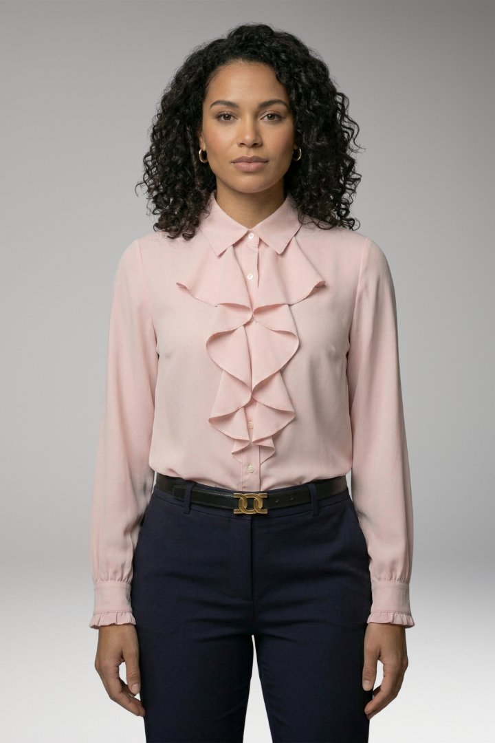 Women's Blouse with Button-Down Front and Ruffled Sleeves