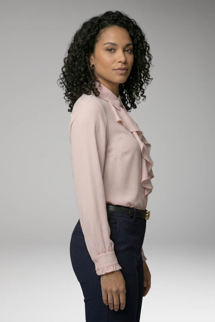 Women's Blouse with Button-Down Front and Ruffled Sleeves