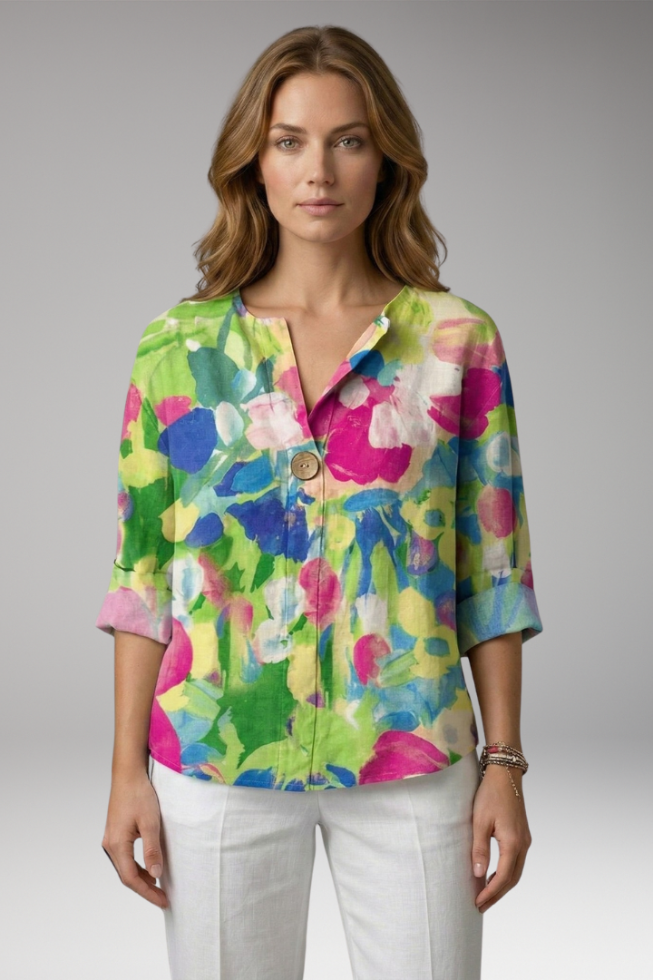 Women's Blouse with Button-Down Front and Short Sleeves