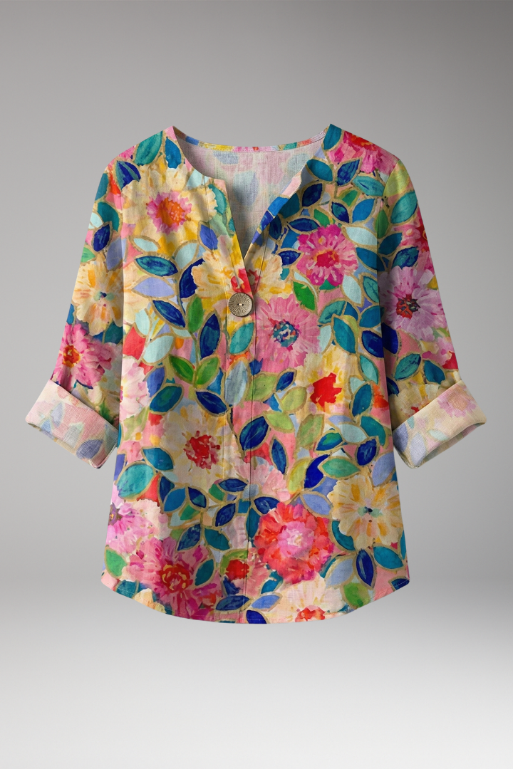 Women's Blouse with Button-Down Front and Short Sleeves