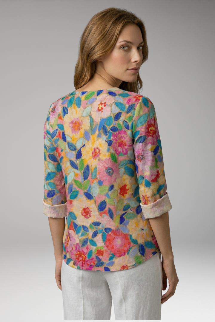 Women's Blouse with Button-Down Front and Short Sleeves