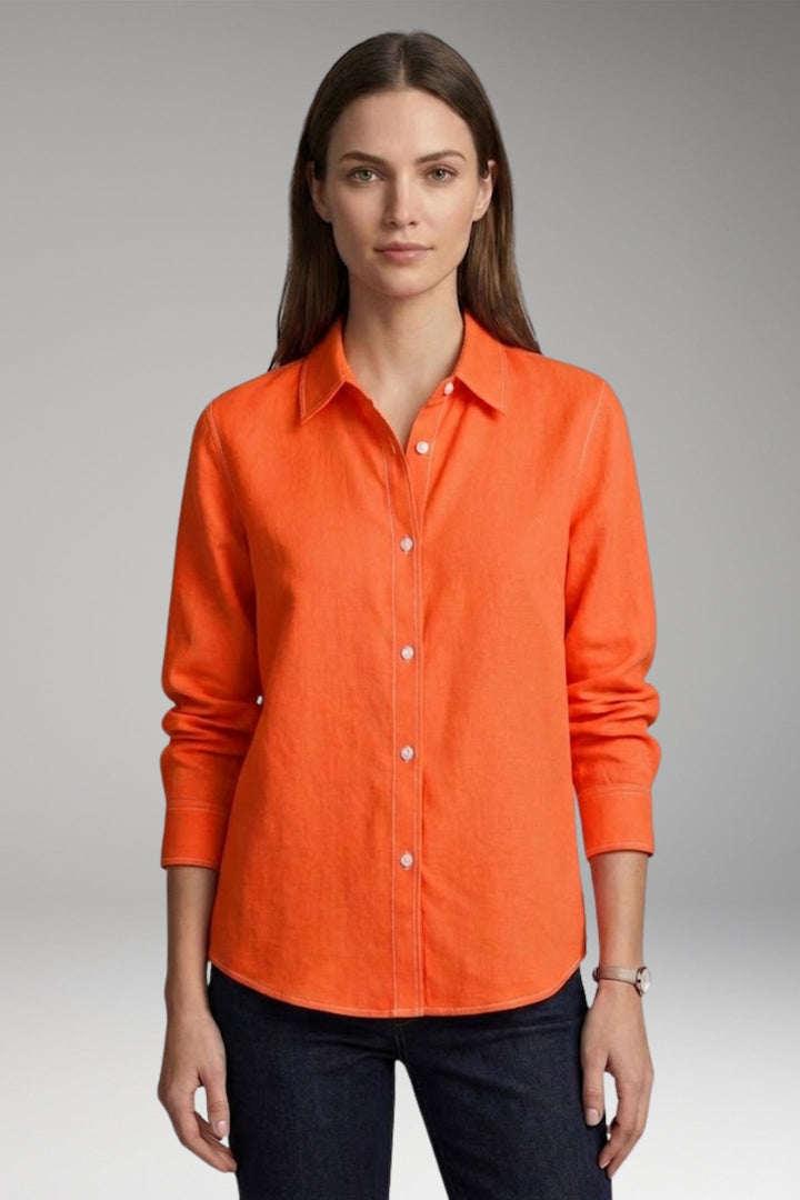 Women’s Blouse with Button Closure and Collar Neckline