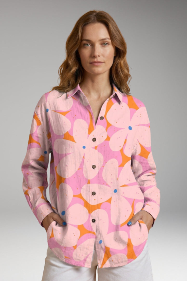 Women’s Blouse with Button Closure and Long Sleeves