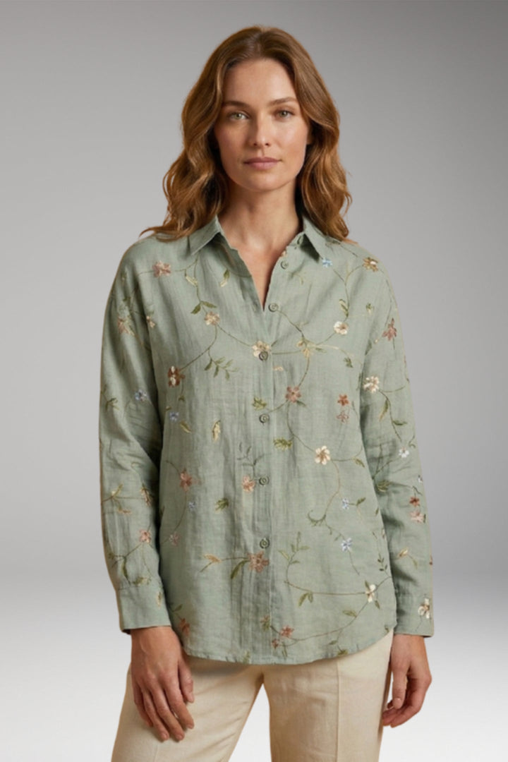 Women’s Blouse with Button Closure and Long Sleeves
