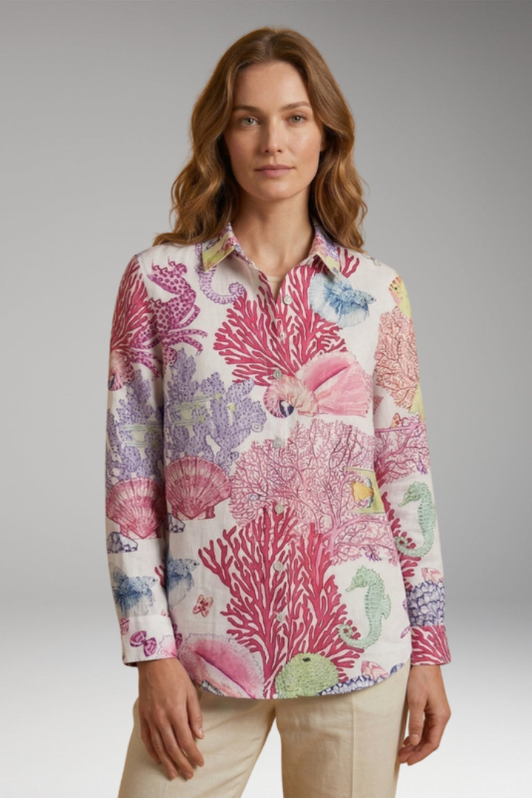 Women’s Blouse with Button Closure and Long Sleeves