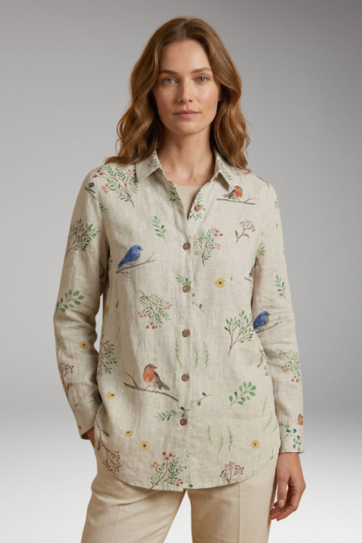 Women’s Blouse with Button Closure and Long Sleeves