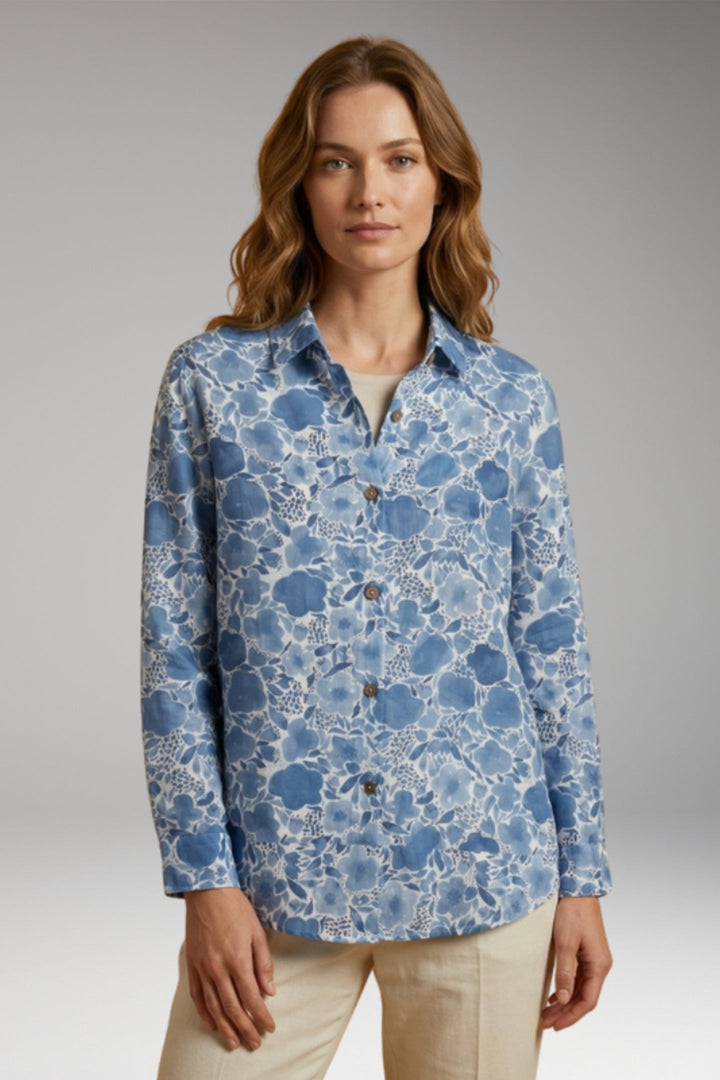 Women’s Blouse with Button Closure and Long Sleeves