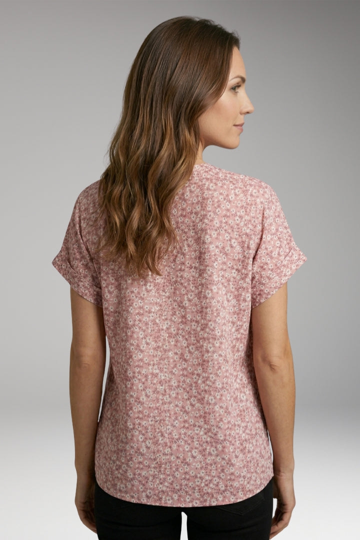 Women’s Blouse with Button Front and Floral Pattern
