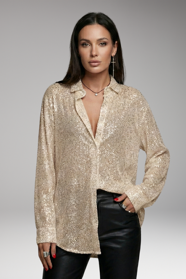 Women’s Blouse with Button Front and Long Sleeves